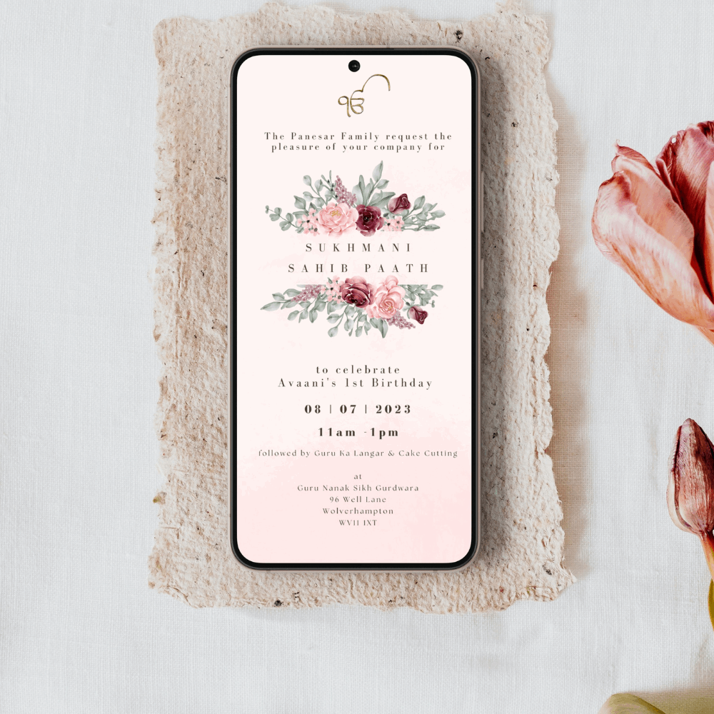 Minimalist Floral Bliss: Sukhmani Sahib Modern Invitation Minimalist Floral Bliss: Sukhmani Sahib Modern Invitation