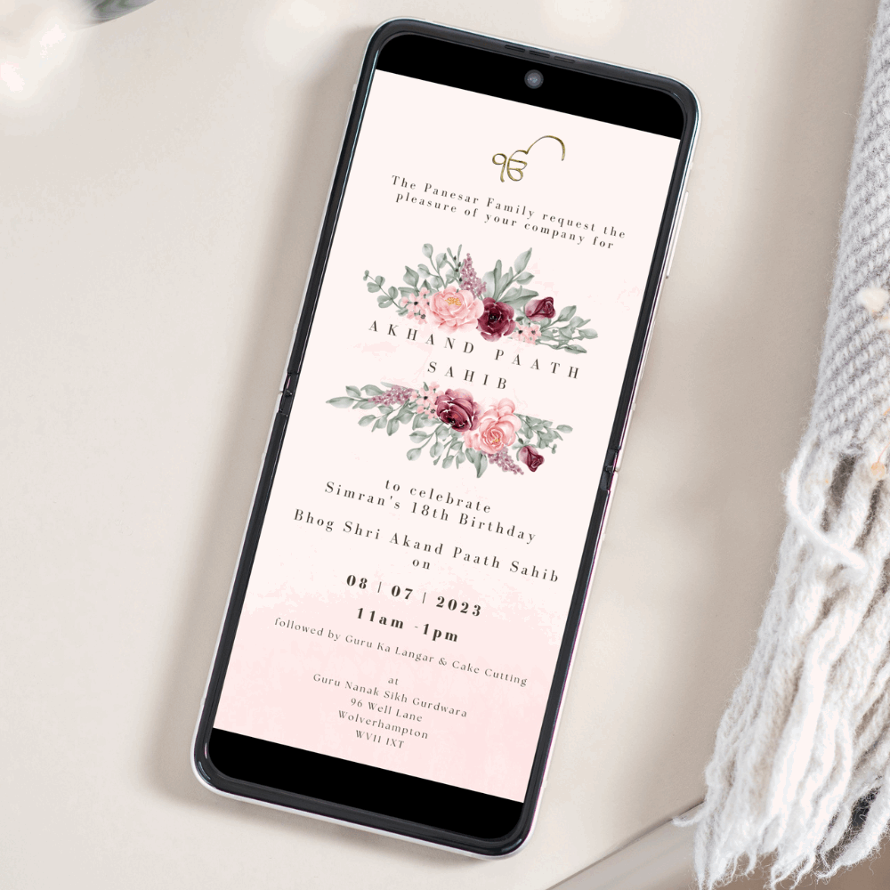 Minimalist Floral Bliss: Sukhmani Sahib Modern Invitation Minimalist Floral Bliss: Sukhmani Sahib Modern Invitation