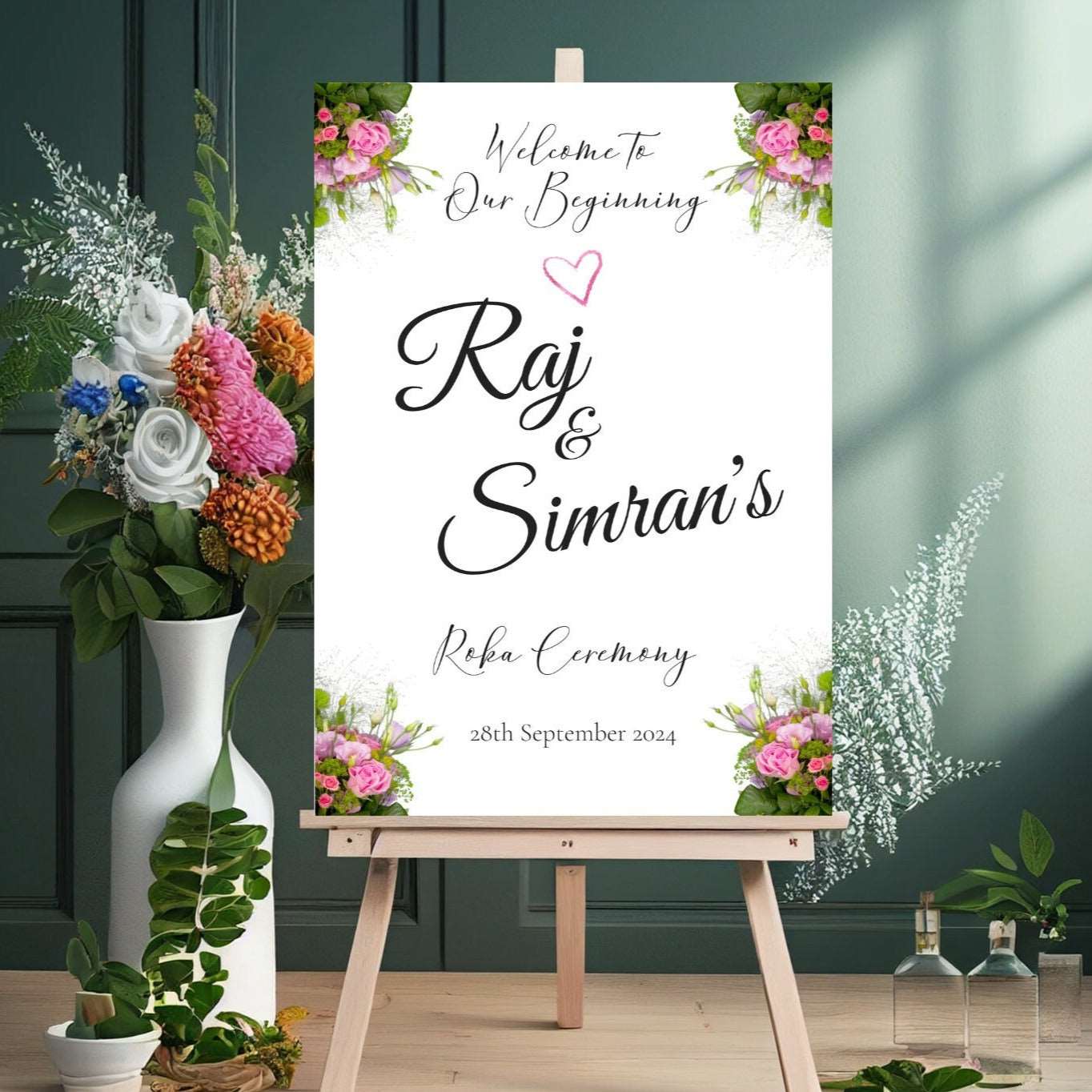 Indian Engagement Roka Welcome Sign, Personalised | Digital Indian Engagement Roka Welcome Sign, Personalised | Digital