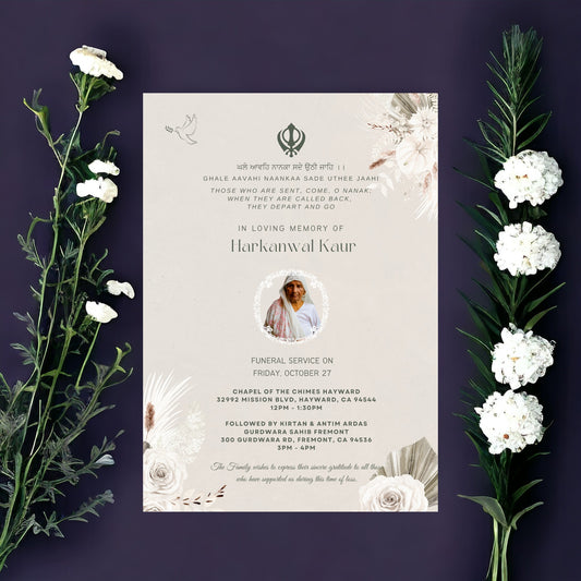 Funeral Program - Sikh Religious Digital Invitation