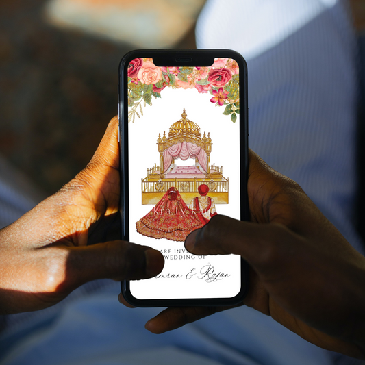 Anand Karaj Digital Invitation with Palki Sahib Design