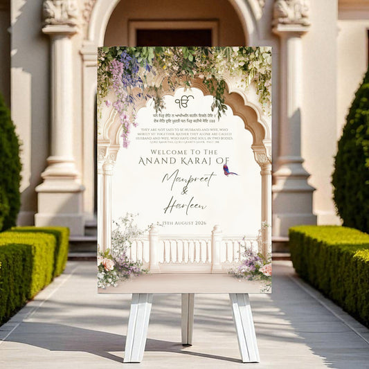 Elegant Anand Karaj Welcome Sign | Gurdwara Welcome Sign