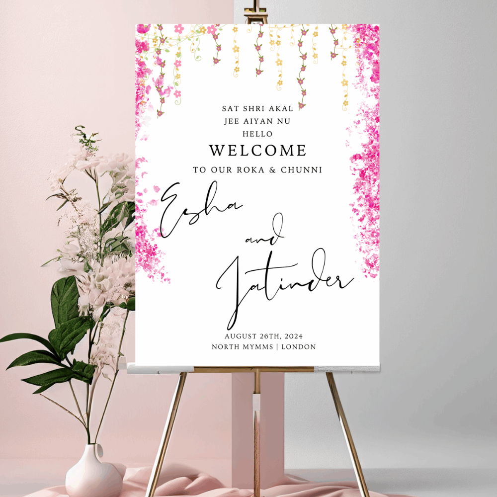 Indian Welcome Sign | Floral | Personalised | Printed Indian Welcome Sign | Floral | Personalised | Printed