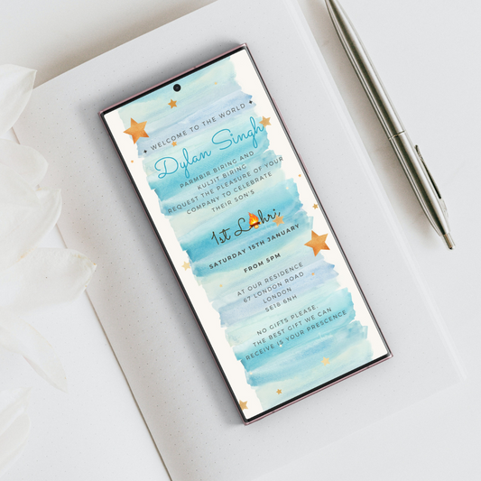 Indian Lohri Invitation - Invite Modern - Digital File Can sent via WhatsApp - E-Invitation - Birth of Boy