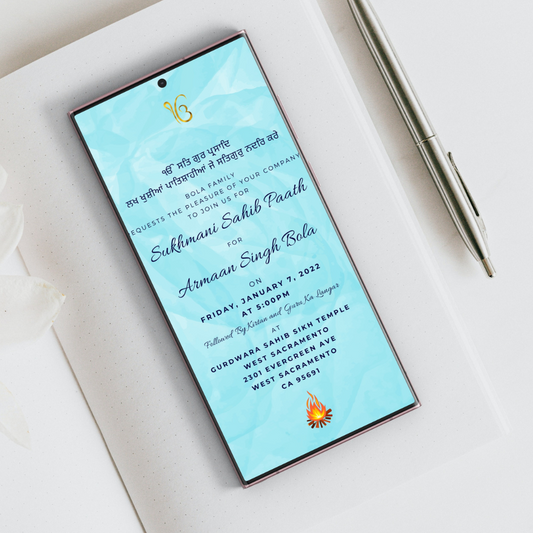Indian Sikh Sukhmani Sahib Part Invitation - Lohri - Invite Modern - Digital File Can sent via WhatsApp - E-Invitation