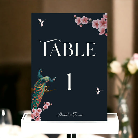 Copy of Table Number - Personalise to Any Text - Peacock and Navy