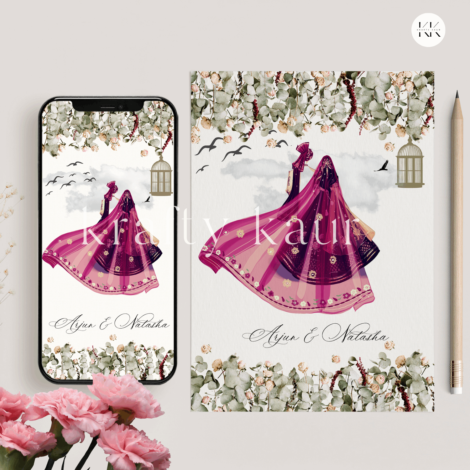 Dulhan & Dulha Elegance: Modern Indian Wedding E-Invitation Dulhan & Dulha Elegance: Modern Indian Wedding E-Invitation