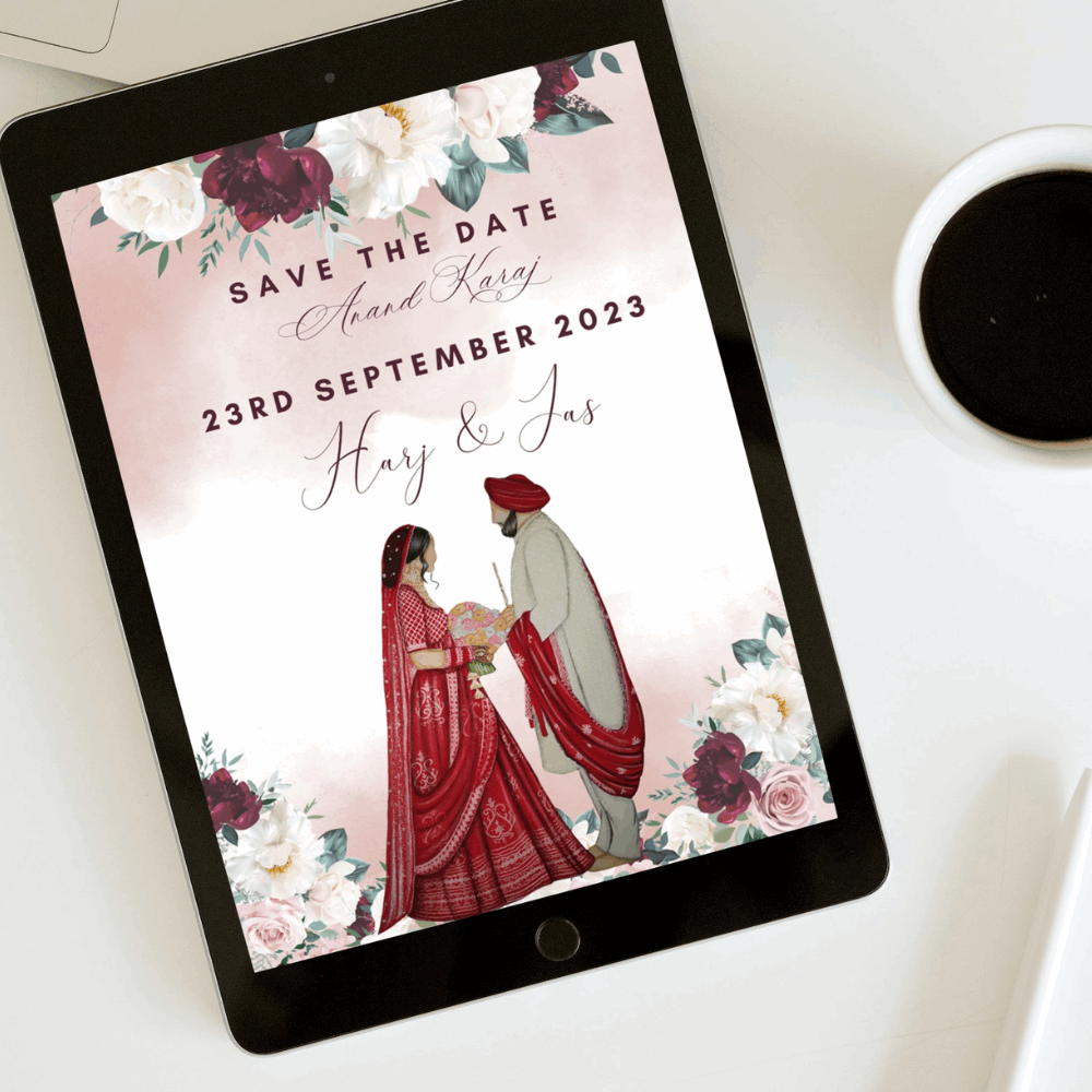Save the Date Announcement - Indian Couple, Illustation - Digital File can be sent via Whatsapp! E-Invite Save the Date Announcement - Indian Couple, Illustation - Digital File can be sent via Whatsapp! E-Invite