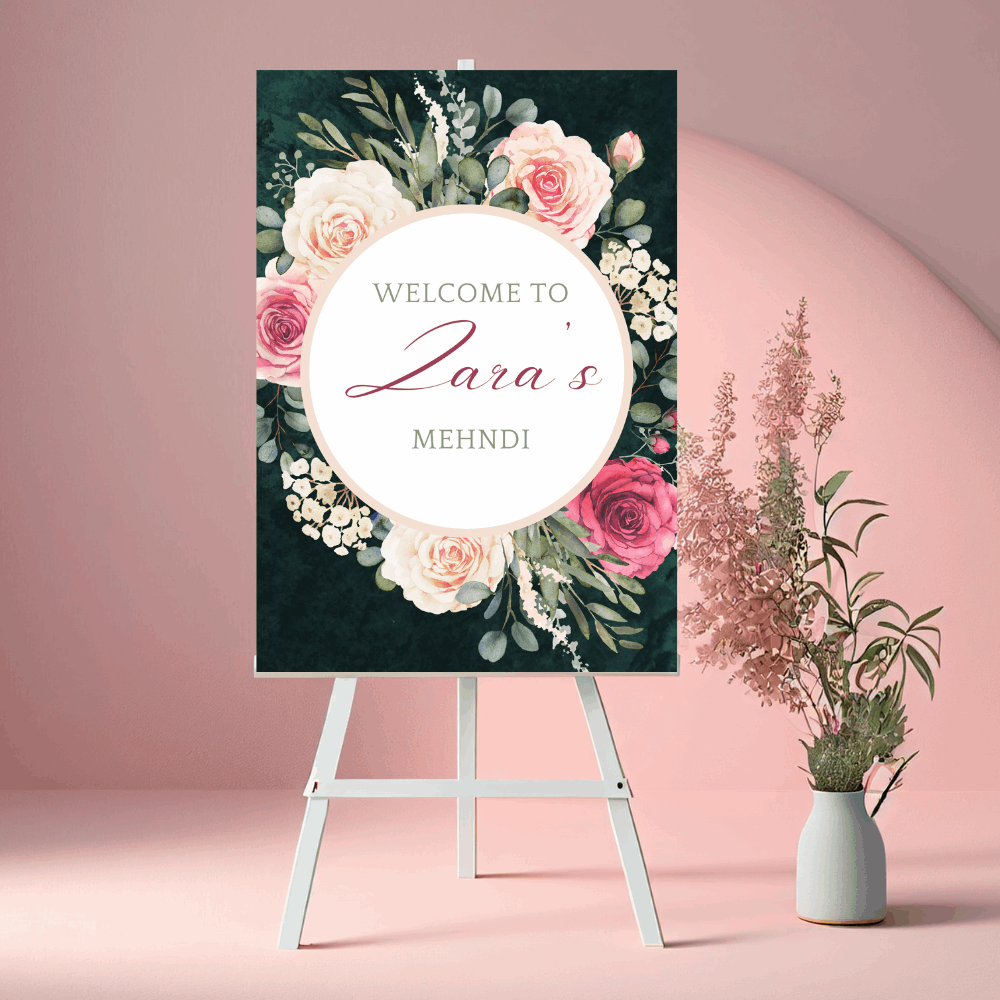 Floral Wedding Welcome Sign | Digital Floral Wedding Welcome Sign | Digital