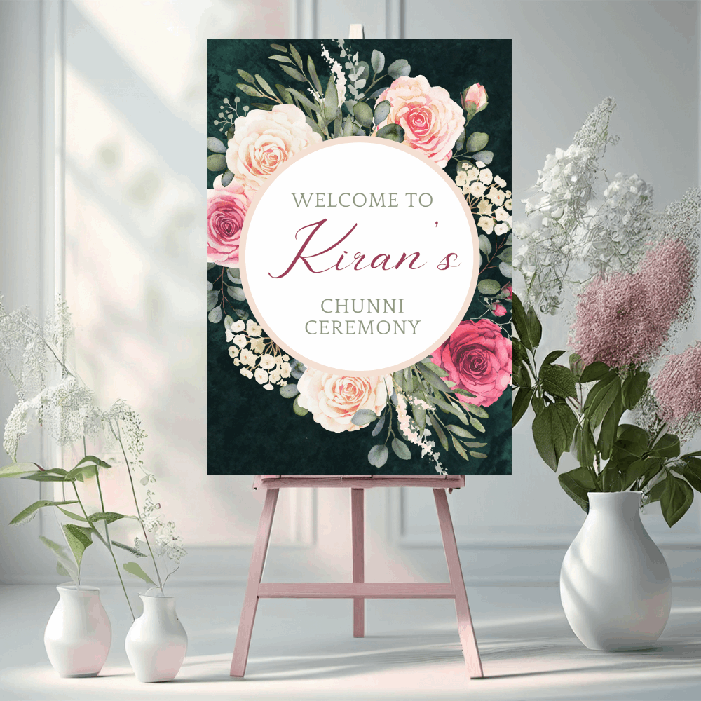Floral Wedding Welcome Sign | Digital Floral Wedding Welcome Sign | Digital