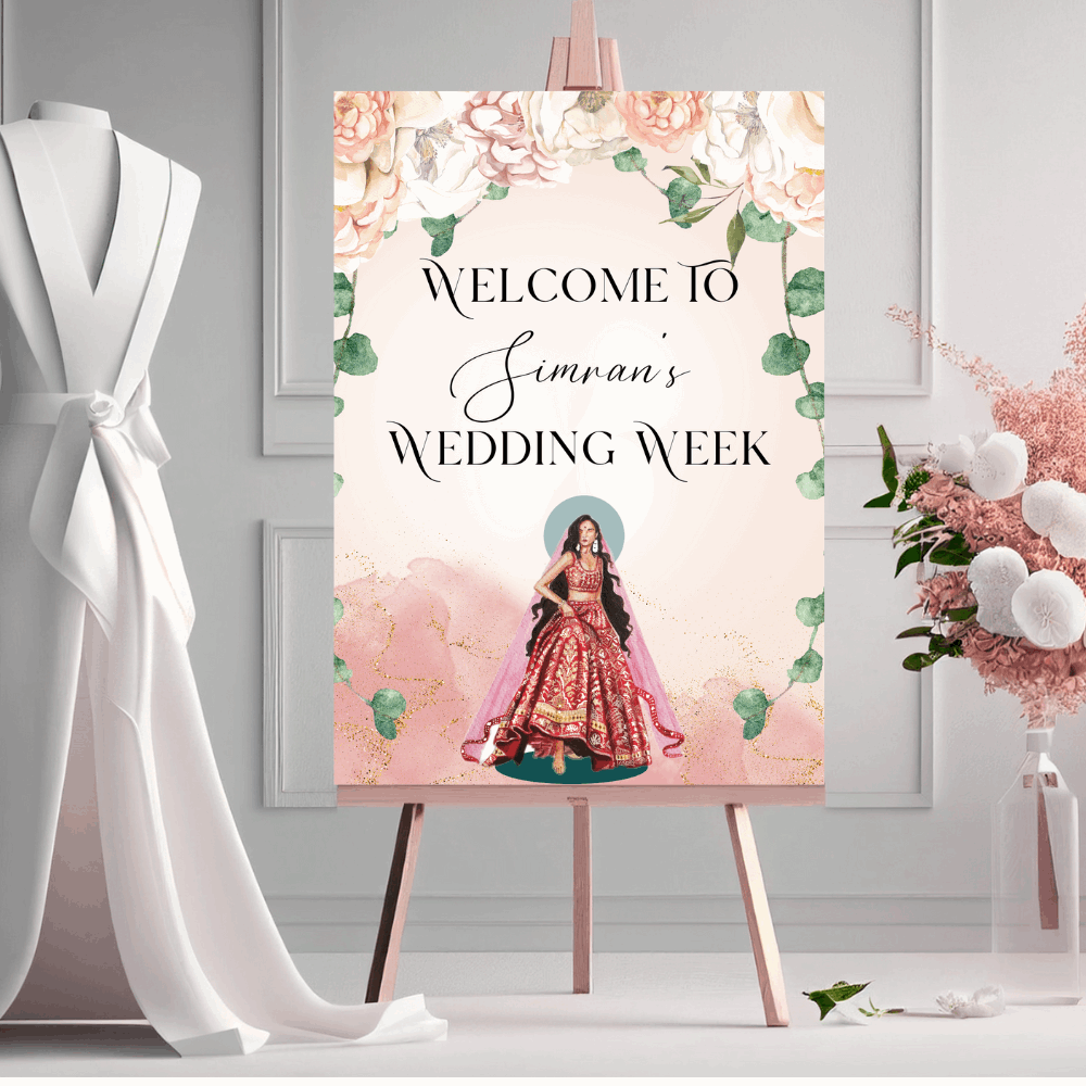 Indian Wedding Welcome Sign | Personalised | Digital Indian Wedding Welcome Sign | Personalised | Digital
