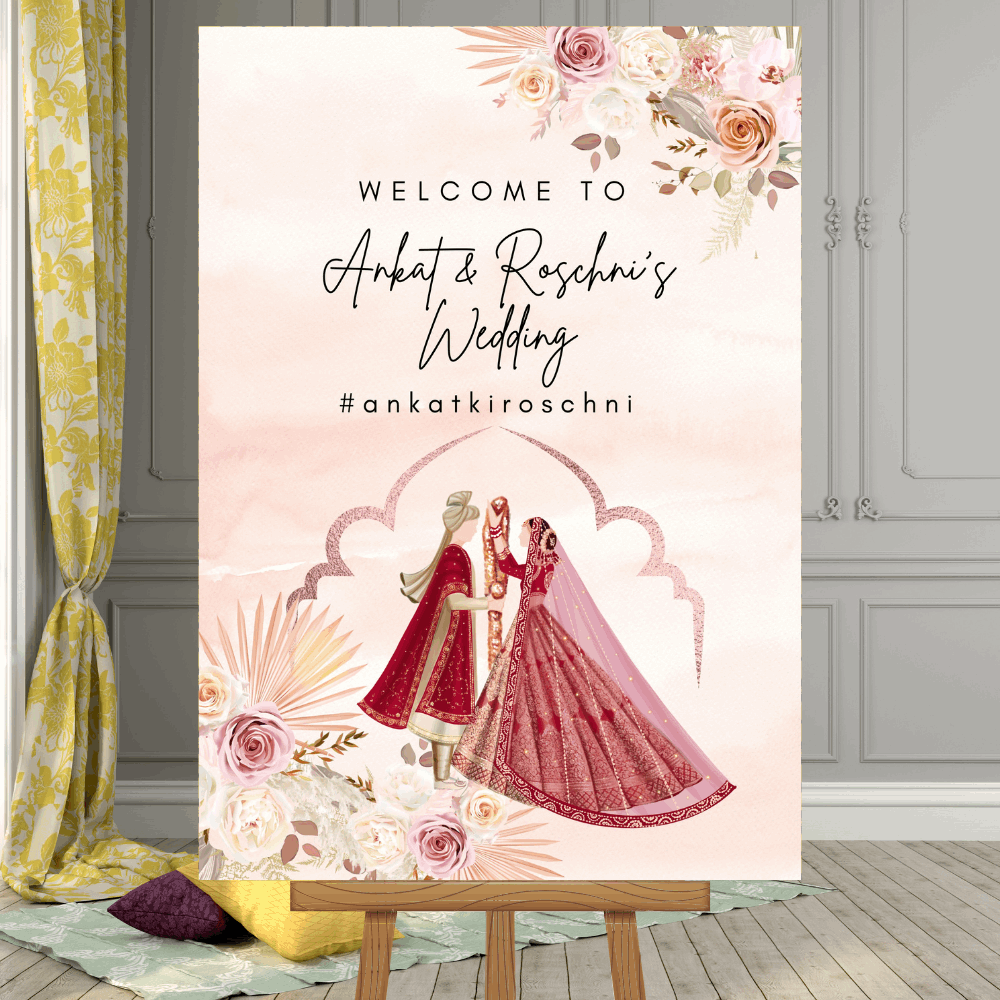 Indian Wedding Welcome Sign | Printed Indian Wedding Welcome Sign | Printed