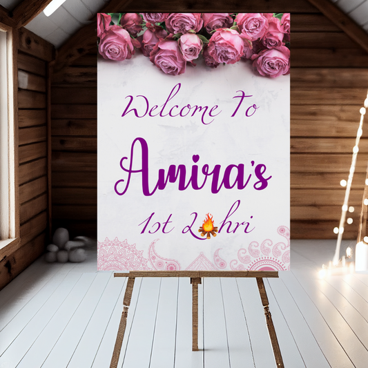 Lohri Welcome Sign - Sikh Punjabi Hindu Wedding Sign - Baby Girl