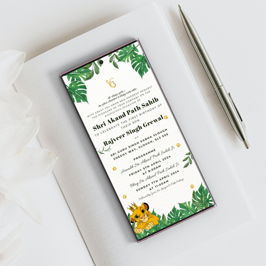 Lion King: Digital Sukhmani Sahib Invitation | Akhand Paath