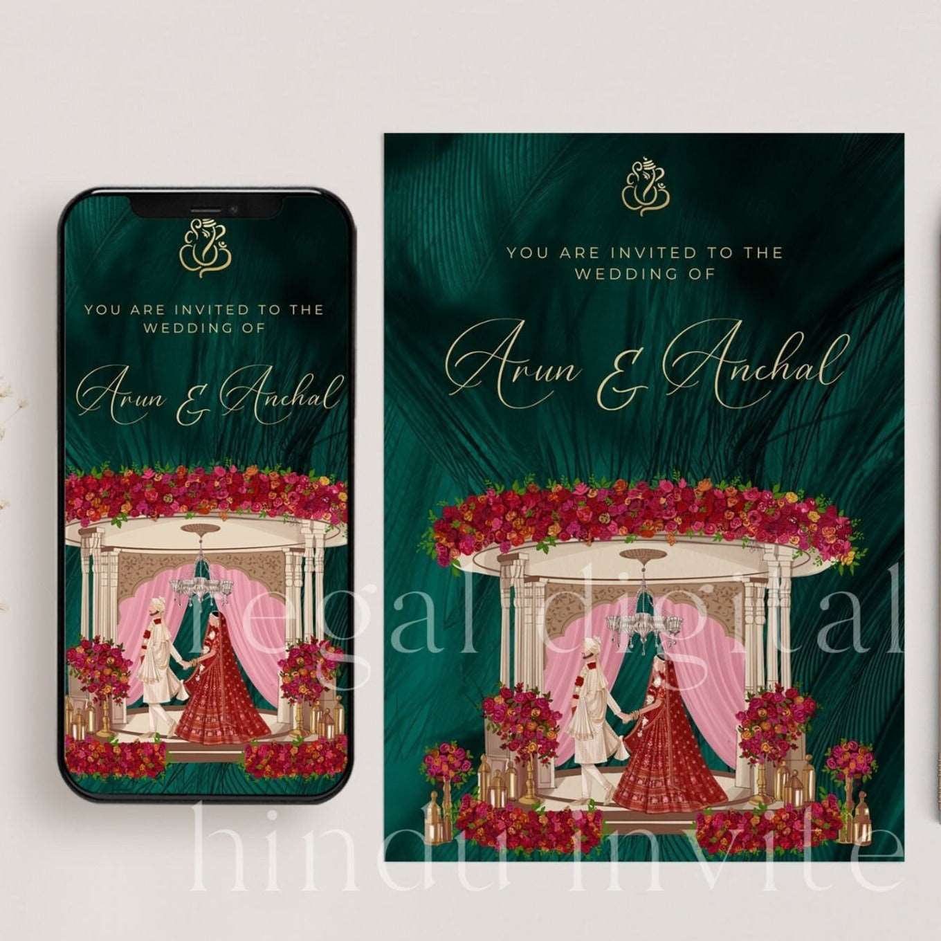 Contemporary Elegance: Hindu Mandap Wedding E-Invitation Contemporary Elegance: Hindu Mandap Wedding E-Invitation
