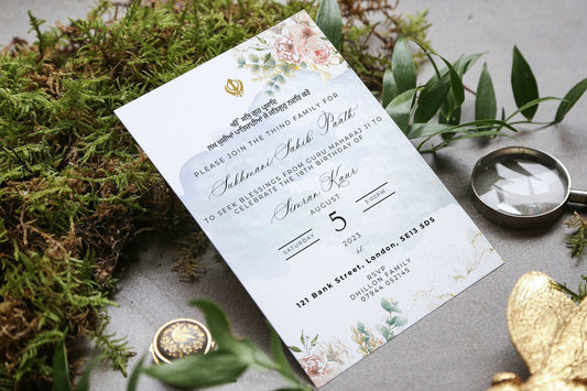 Printed Sukhmani Sahib Invitations or Akhand Part Printed Invitations A5, Sikh Religious Invites, New Home or Birthday Blessing