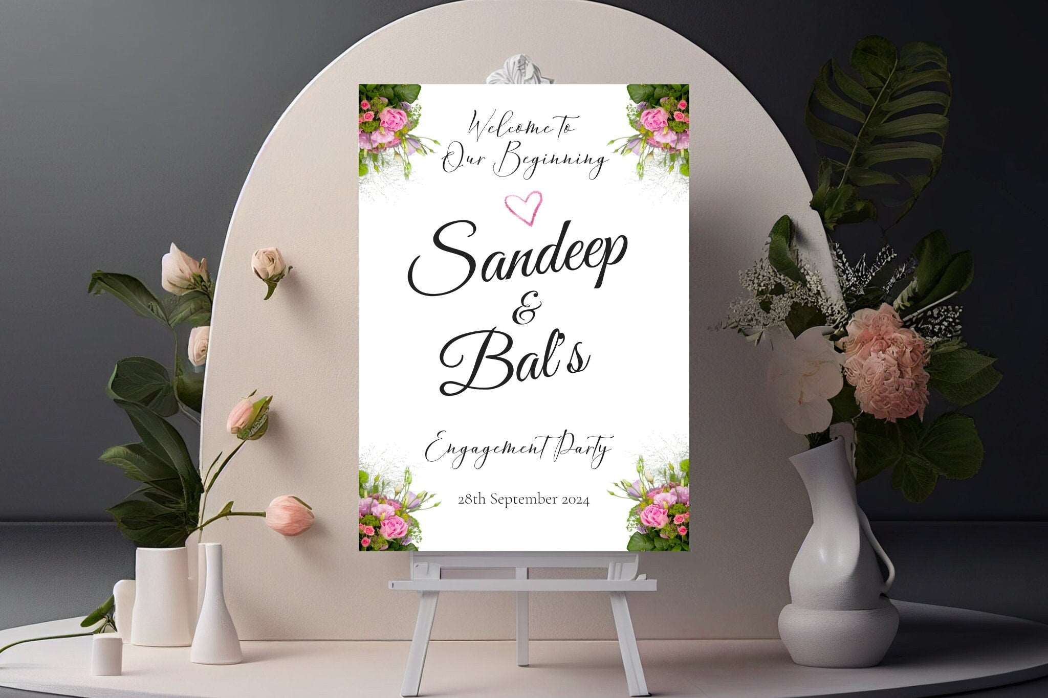 Indian Engagement Roka Welcome Sign, Personalised | Digital Indian Engagement Roka Welcome Sign, Personalised | Digital