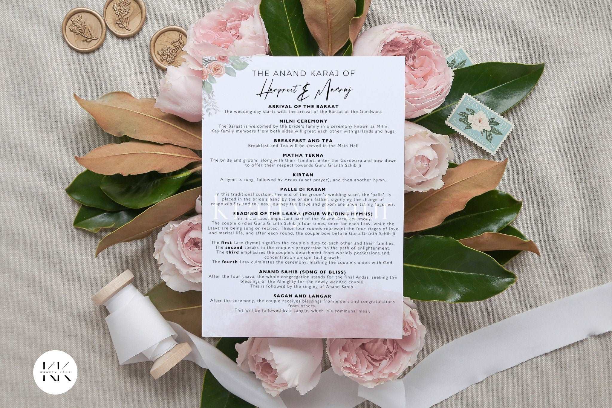 Anand Karaj Program & Sikh Ceremony guide, Sikh Wedding program as Sikh wedding guide Punjabi, Printed A5 Double Sided, Personalised Anand Karaj Program & Sikh Ceremony guide, Sikh Wedding program as Sikh wedding guide Punjabi, Printed A5 Double Sided, Personalised