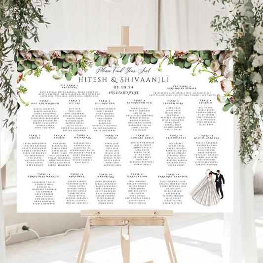 Exquisite "Royal Seating Splendour": An elegant Indian Wedding Seating Chart Illustrated with Elegance