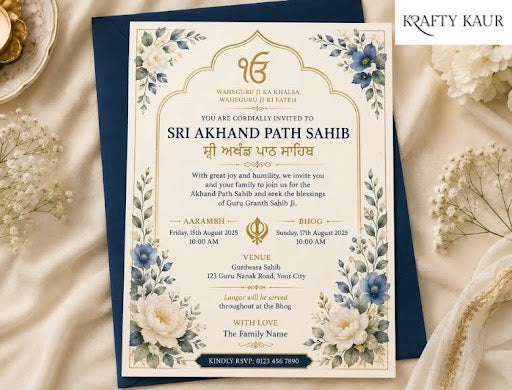 Elegant Akhand Path Invitation Template for Spiritual Celebrations