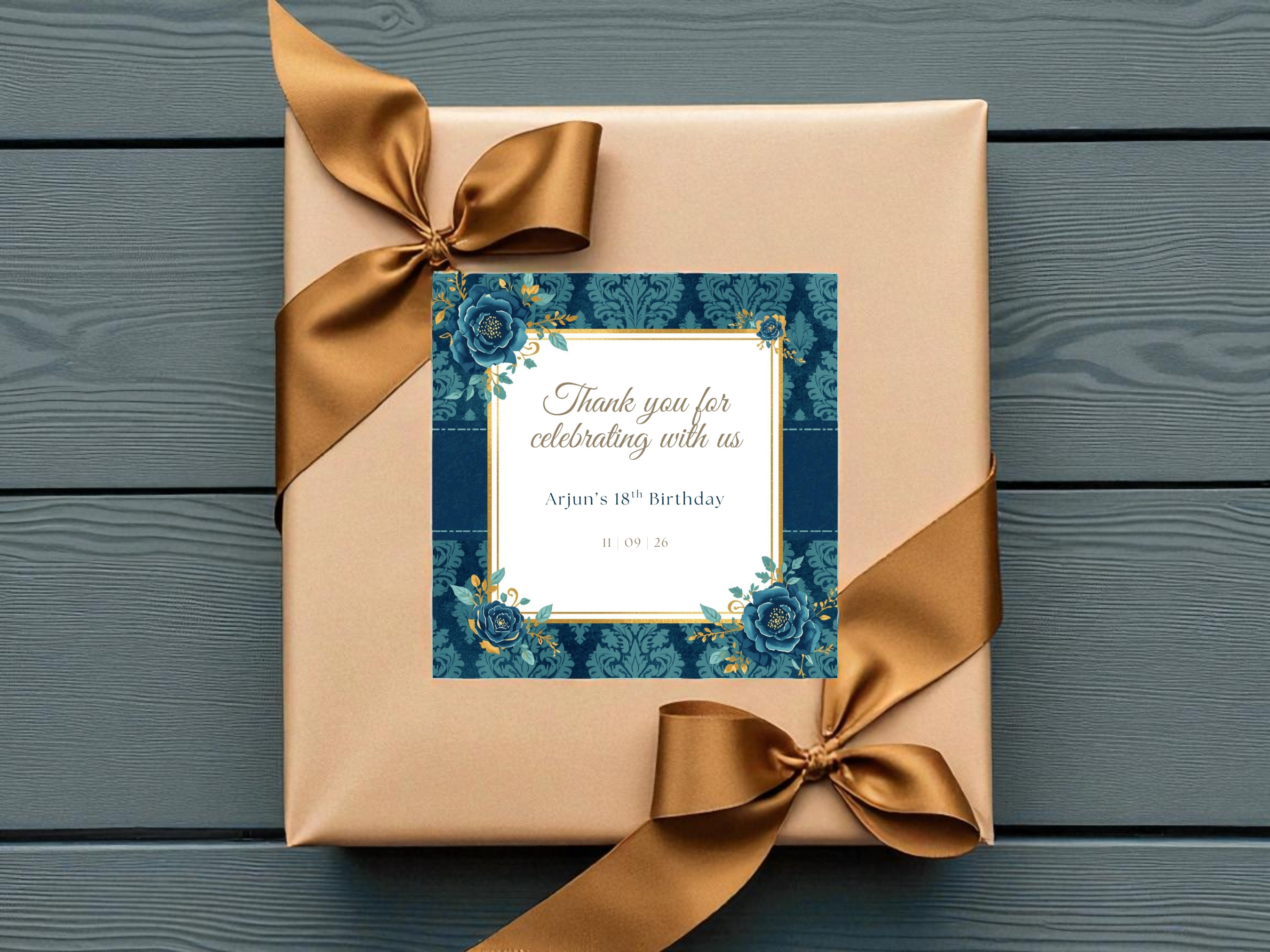 18th birthday mithai box label square printable template