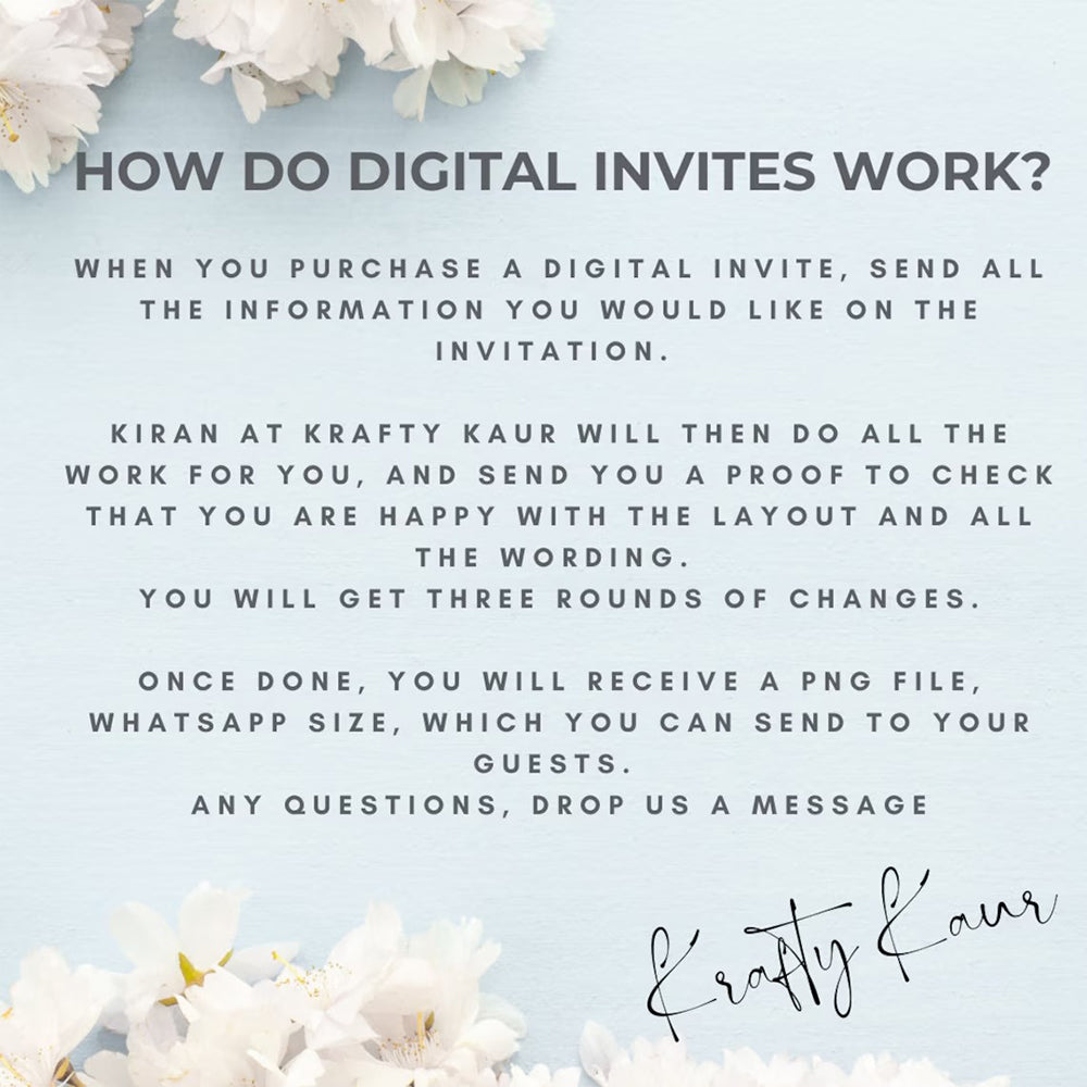 Sikh Wedding Digital Invitation, Anand Karaj Illustration Couple - Digital Invite - Can be sent via Whatsapp