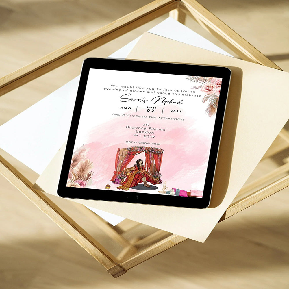 Mehndi Invitation, Digital, Personalised, Can be WhatsApp to Friends and Family