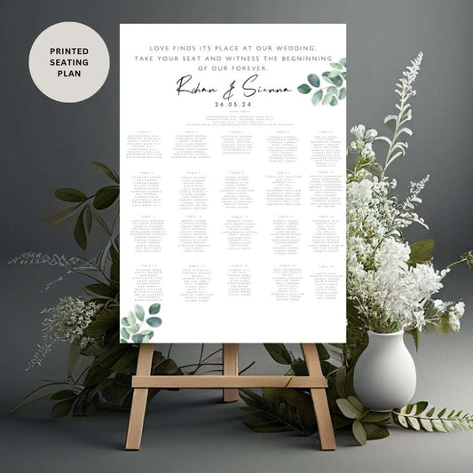 Indian Wedding Seating Chart Plan | Printed | Elegant and Modern | Personalised