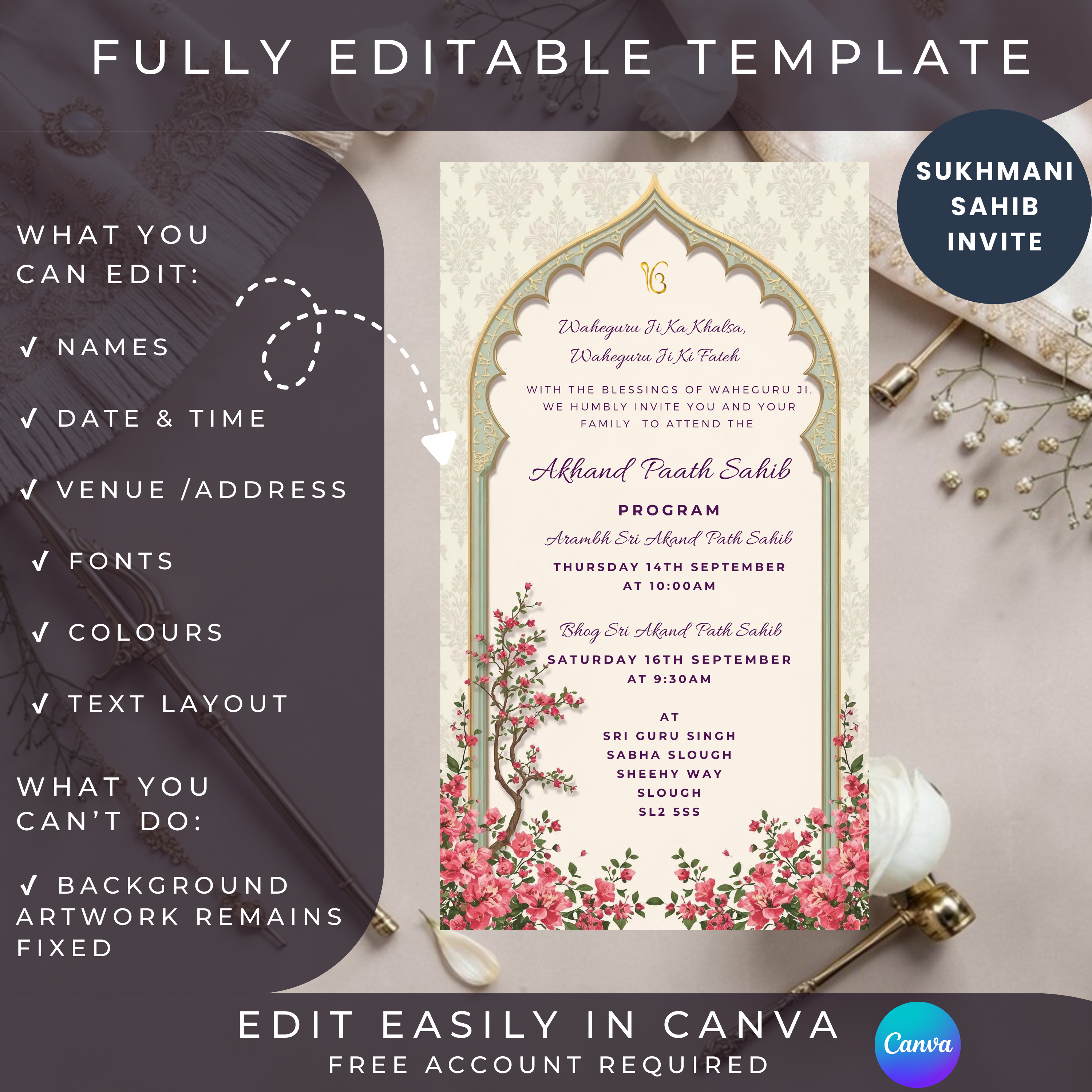 Akhand Paath Invitation Digital