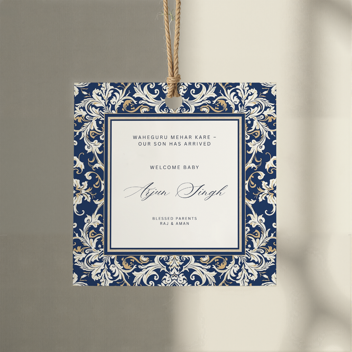 Blue and White Mithai Box Sticker, Digital, Print Your Own