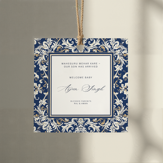 Blue and White Mithai Box Sticker, Digital, Print Your Own