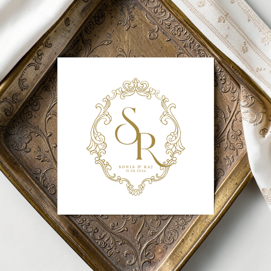 Luxury Wedding Monogram Logo | Custom Couple Initials Logo | Elegant Gold Wedding Crest | Personalised Wedding Branding | Indian Wedding Logo
