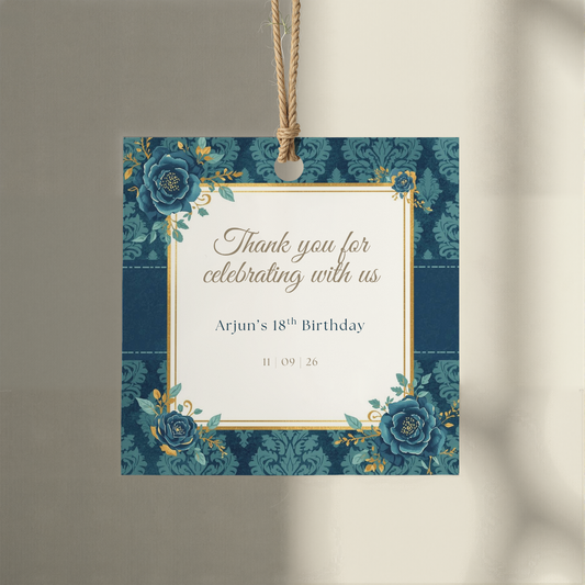 Navy and Teal Mithai Box Sticker, Digital, Print Your Own