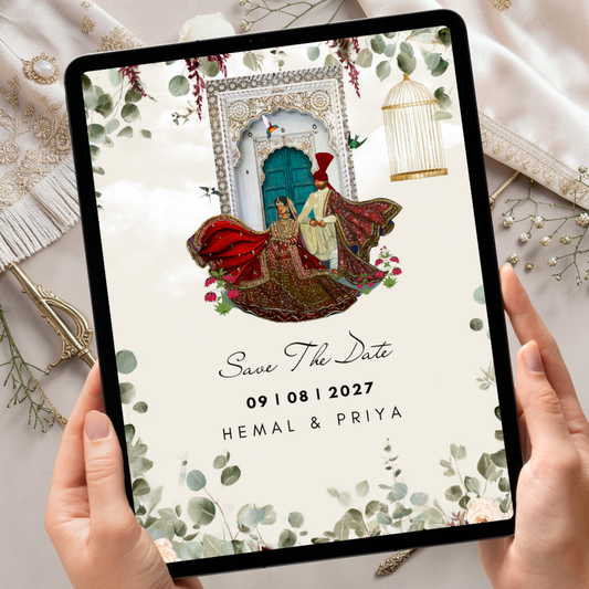 Indian Wedding Save The Date | Digital | Regal Design | WhatsApp Invitation