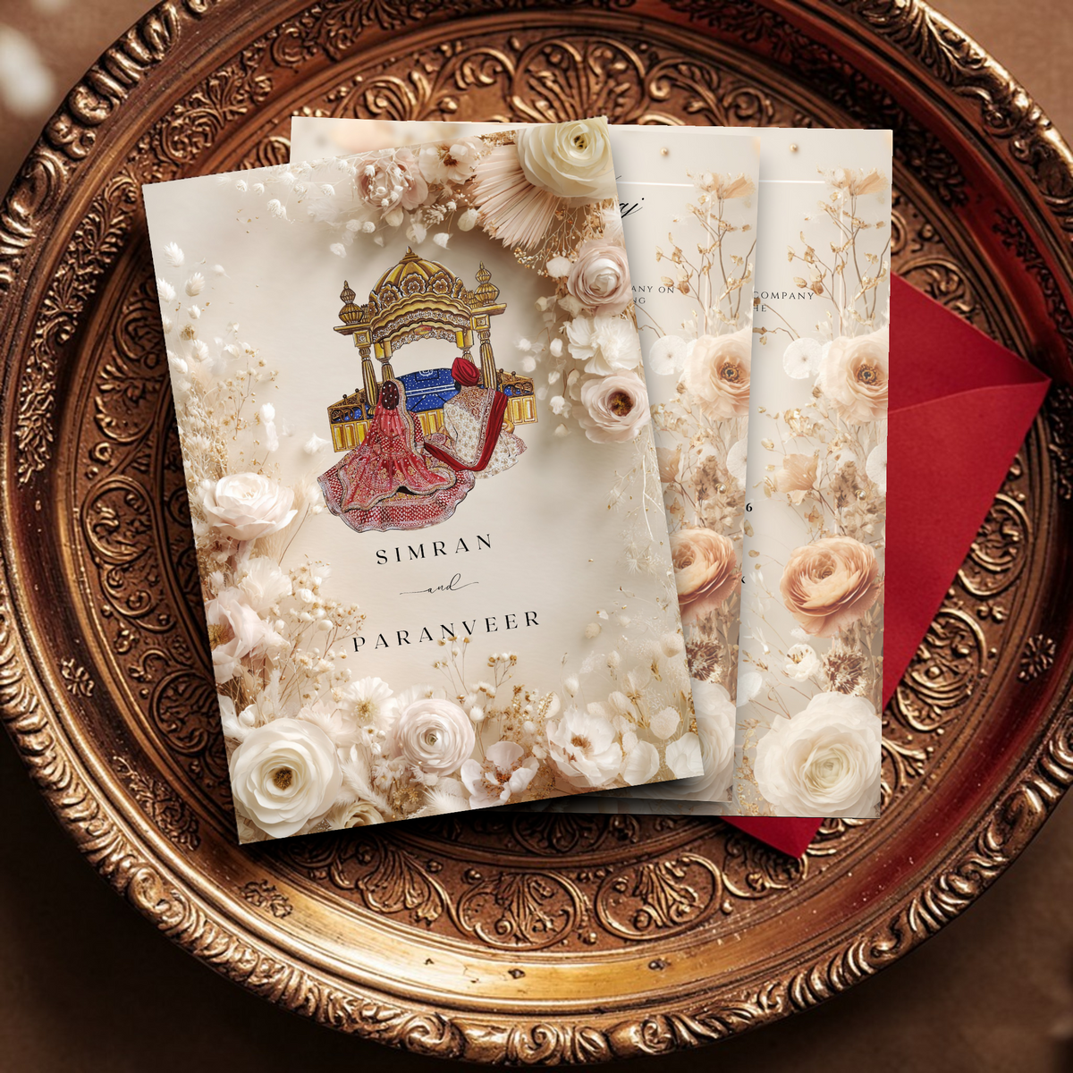 Elegant Sikh Wedding Invitation Bundle | Editable Canva Template Set