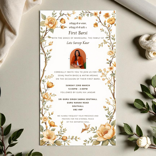 First Barsi Punjabi Sikh Invitation Digital