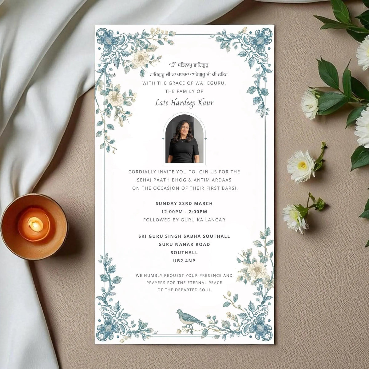 First Barsi Sikh Punjabi Invitation