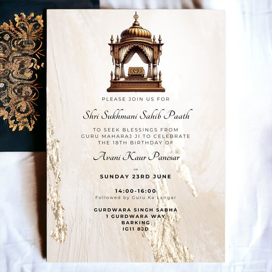 Digital Sukhmani Sahib Invitation | Gold Modern Theme