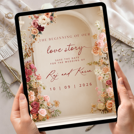 Floral Elegant Save The Date Indian Wedding