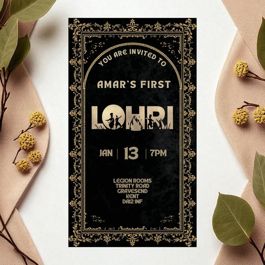Lohri Invitation - Invite Modern - Digital File Can sent via WhatsApp - E-Invitation - Birth of Girl or Newly Weds
