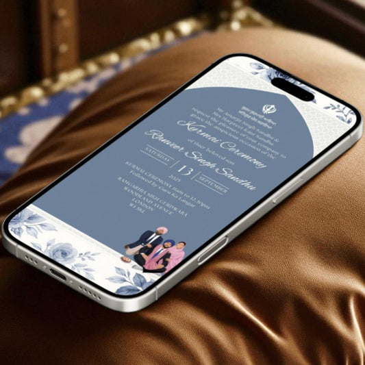 Kurmai and Sukhmani Sahib Part Invitation | Digital Shri Sukhmani Sahib Paath Invite | Modern | Upcoming Wedding
