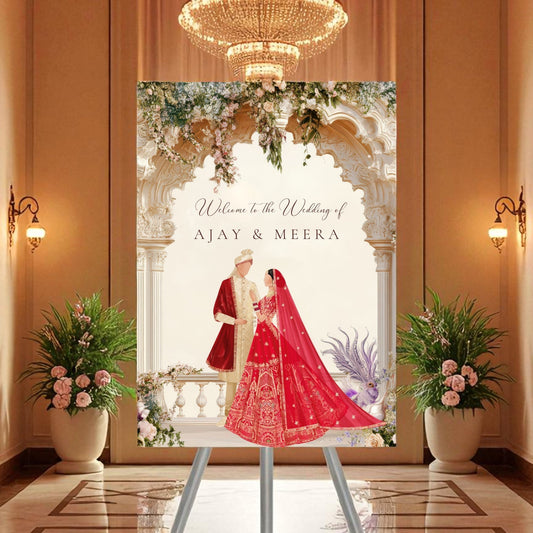 Royal Arch Indian Wedding Welcome Sign – Bride & Groom Design | Digital