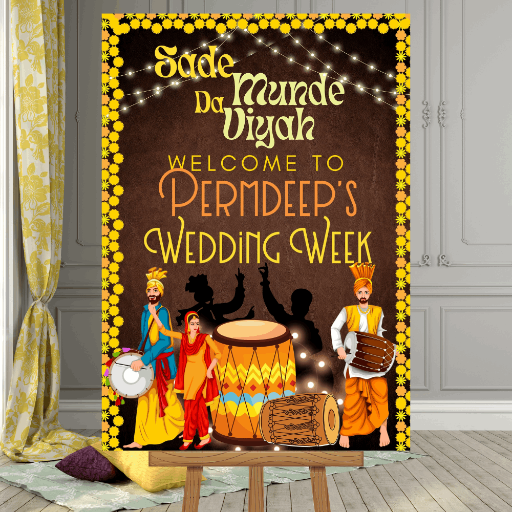 Sade Munde Da Viyah, Punjabi Wedding Welcome Sign, Digital