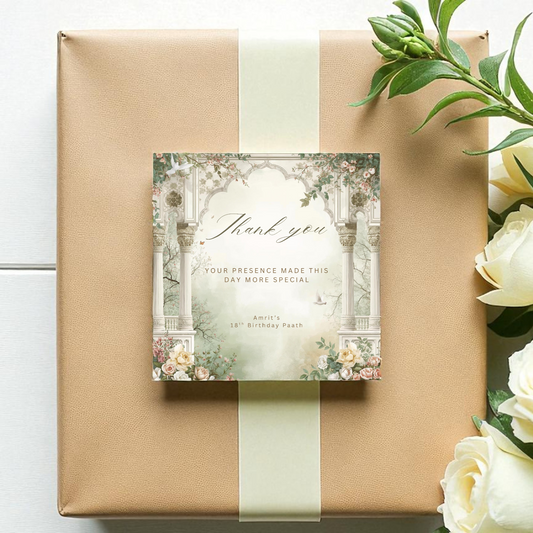 Elegant Arch Garden Theme Mithai Box Sticker, Digital, Print Your Own