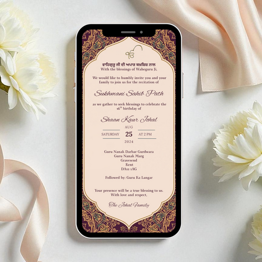 Sukhmani Sahib: Digital Invitation: Paisley