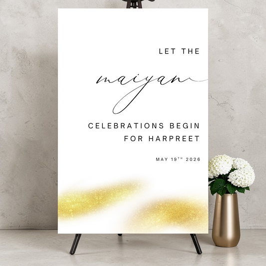 Maiyan Welcome Sign – Sikh Punjabi Wedding Sign Printed on Foamex (A1 / A2)
