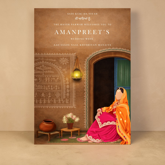 Punjabi Bride Wedding Week Traditional Welcome Sign | Personalised |  Printed