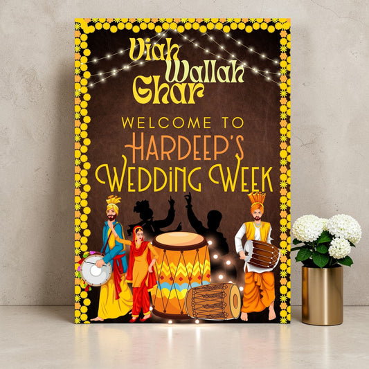 Punjabi Wedding Week Welcome Sign | Sade Munde Da Viyah Sign