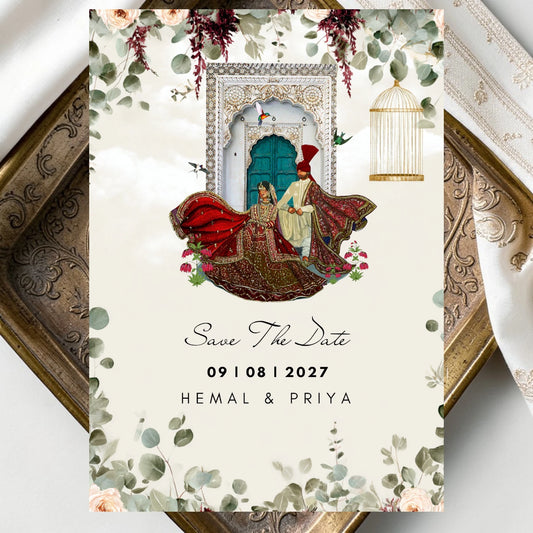 Indian Wedding Save The Date | Digital | Regal Design | WhatsApp Invitation