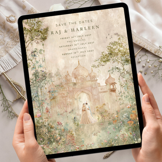 Save The Date Sikh Wedding Premium Anand Karaj Reception All Dates Elegant Luxury Digital Invitation 